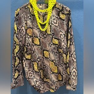 Universal Snake Print Blouse with Yellow Highlights